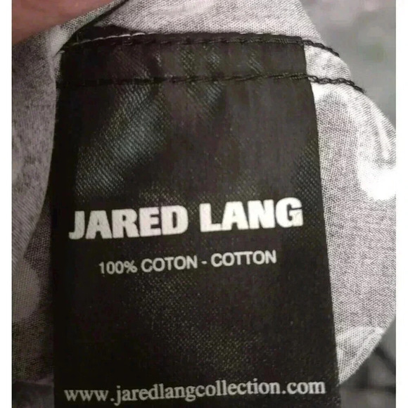 Jared Lang Button Up Shirt‎ Black White Paisley Long Sleeve Men's 2XL - Picture 5 of 6